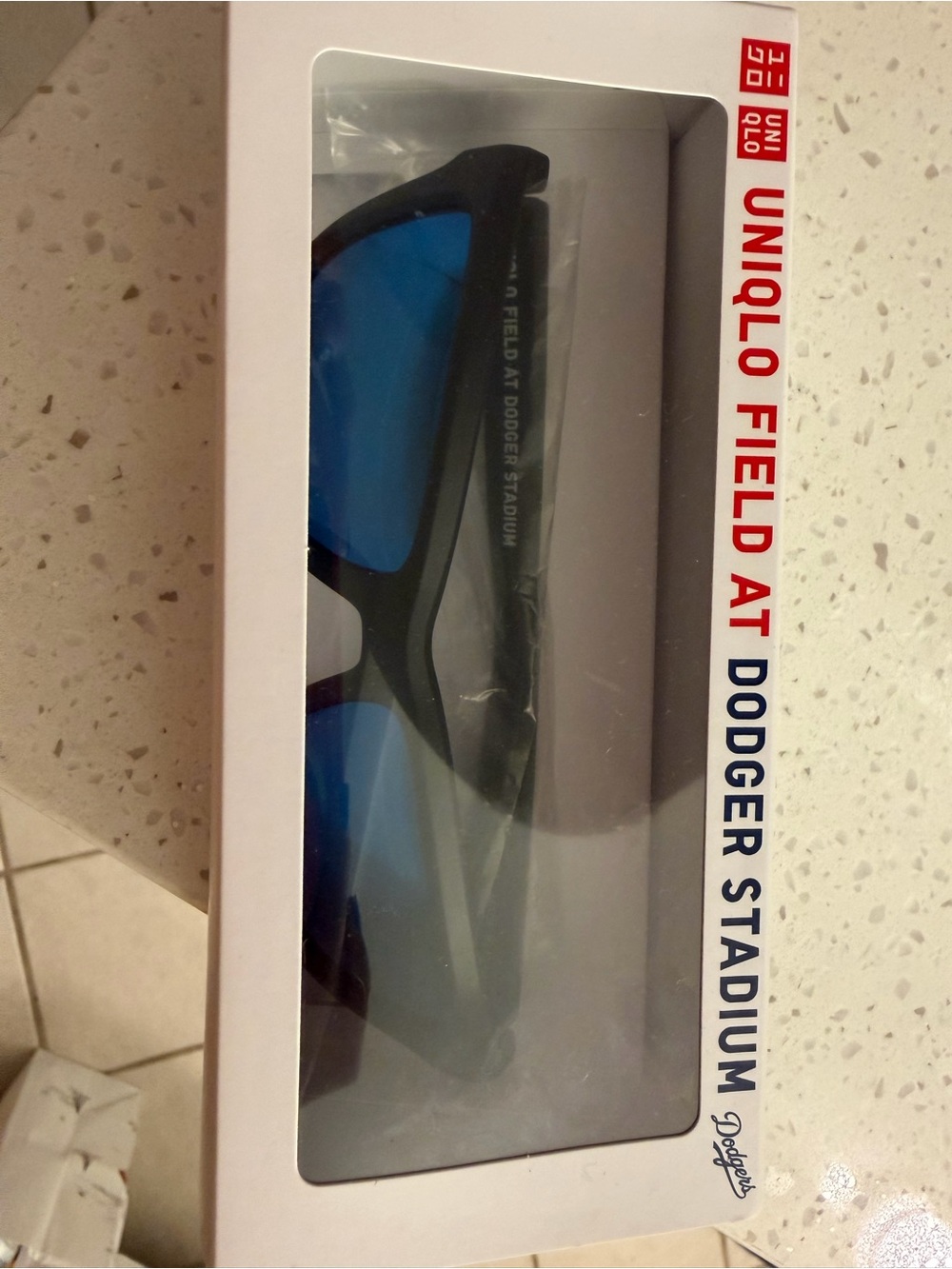 Uniqlo Black Frame Sunglasses with Blue Mirrored Lenses